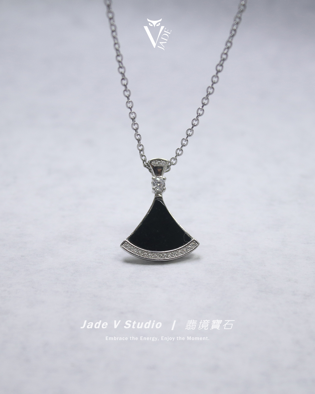 【JadeV｜翡境寶石】墨翠 扇形 翡翠 項鍊
