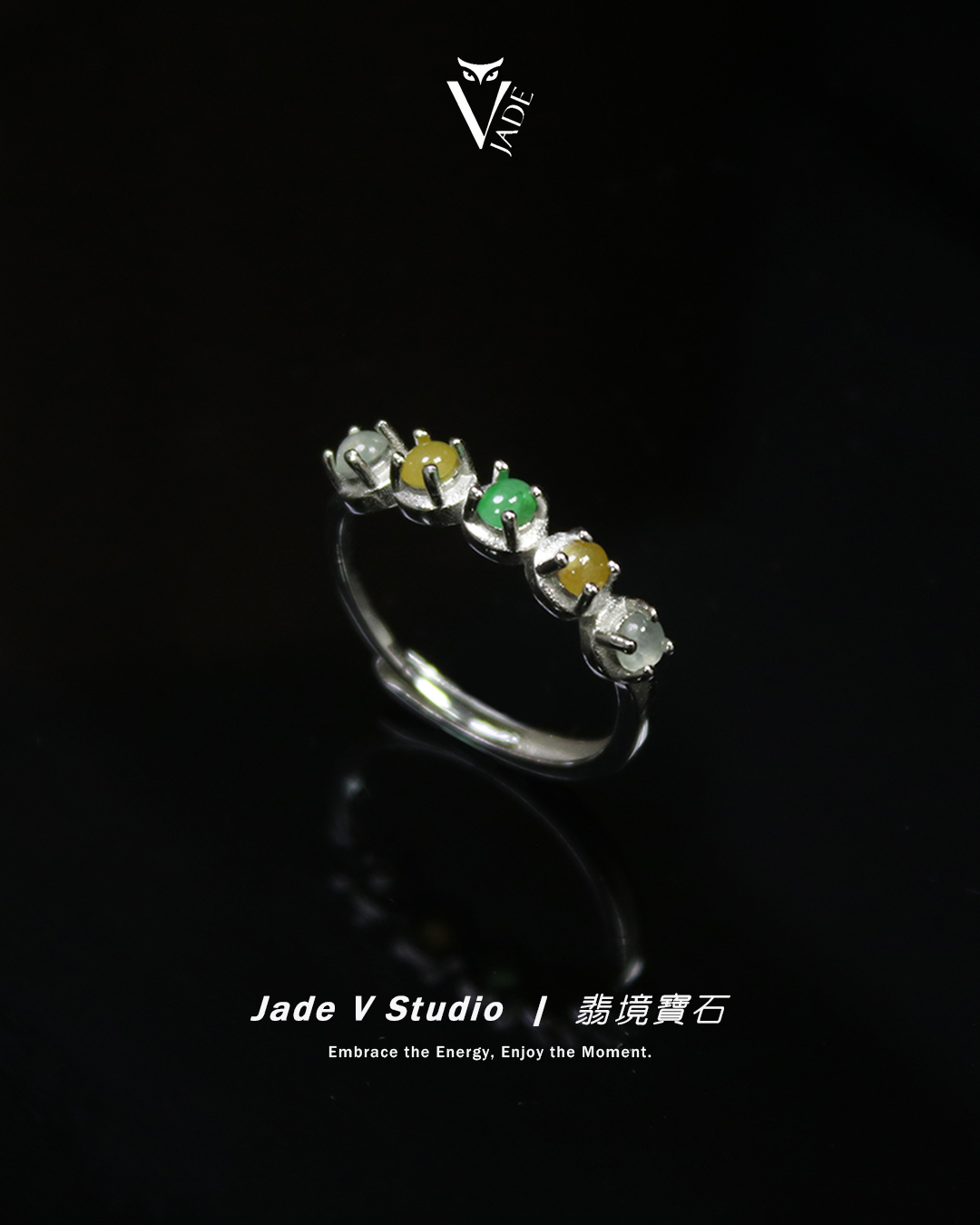 【JadeV｜翡境寶石】糯冰 多彩 翡翠 排戒