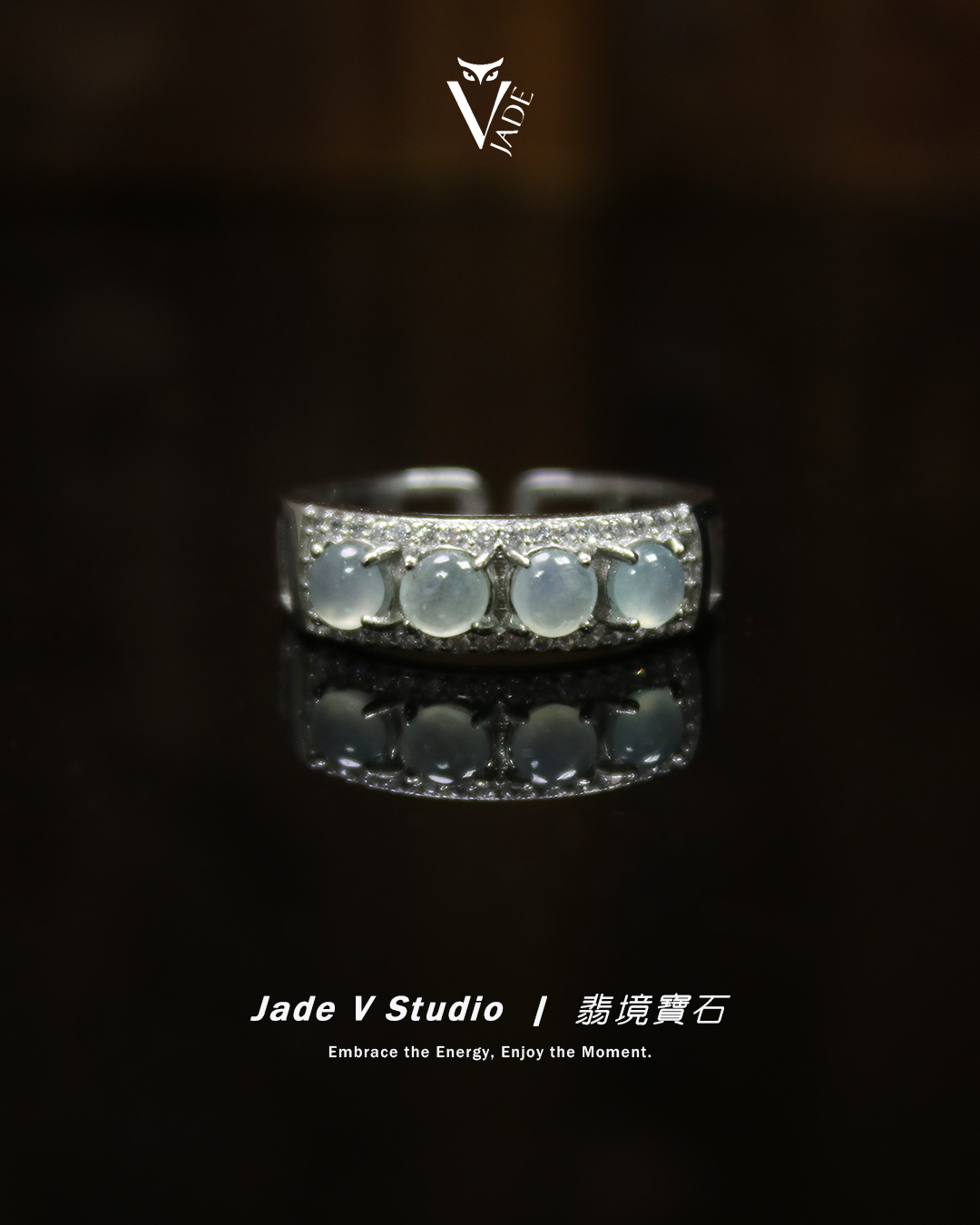 【JadeV｜翡境寶石】 糯冰 白翡 翡翠 排戒