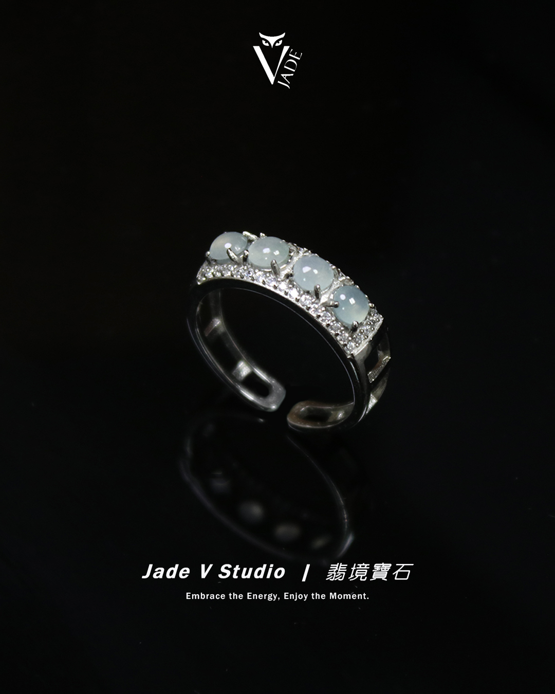 【JadeV｜翡境寶石】 糯冰 白翡 翡翠 排戒