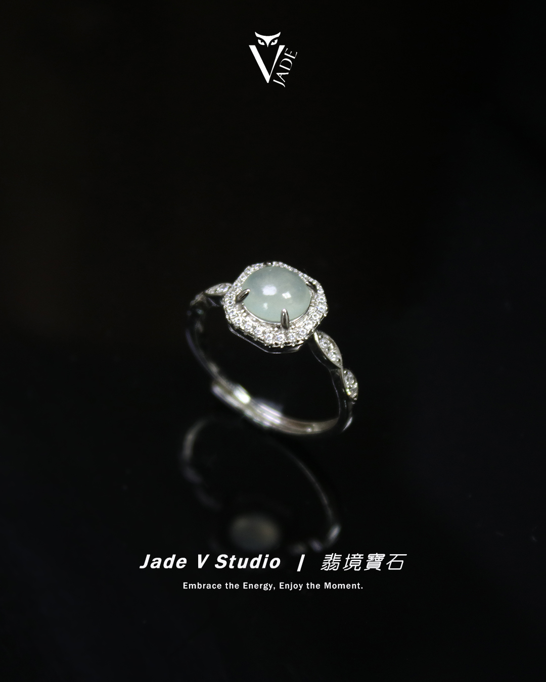 【JadeV｜翡境寶石】糯冰 白翡 華麗 翡翠 戒指