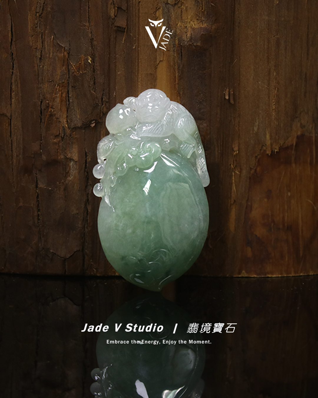 【JadeV｜翡境寶石】糯冰 綠翡 福壽雙全 翡翠