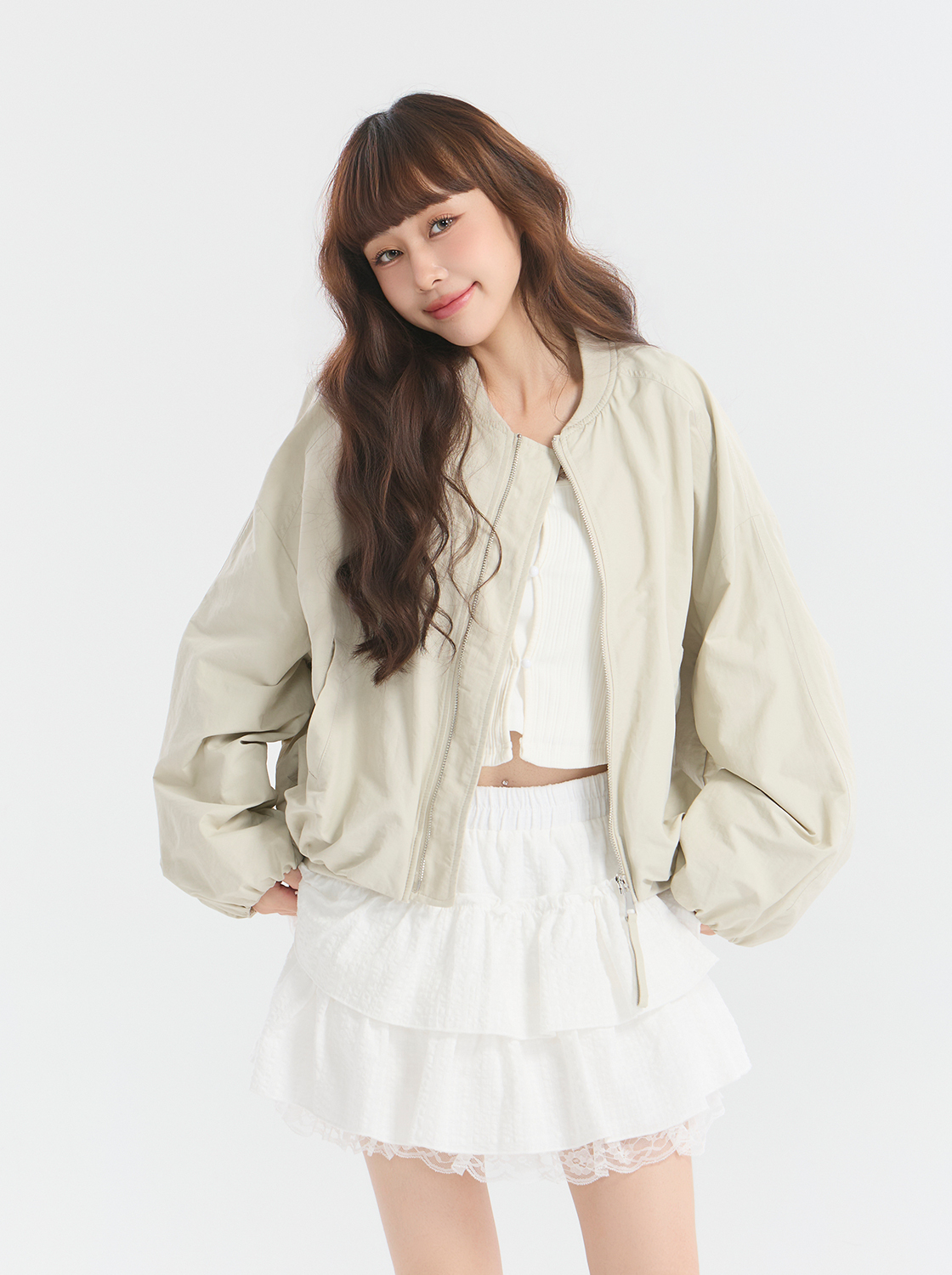防風收口短版外套