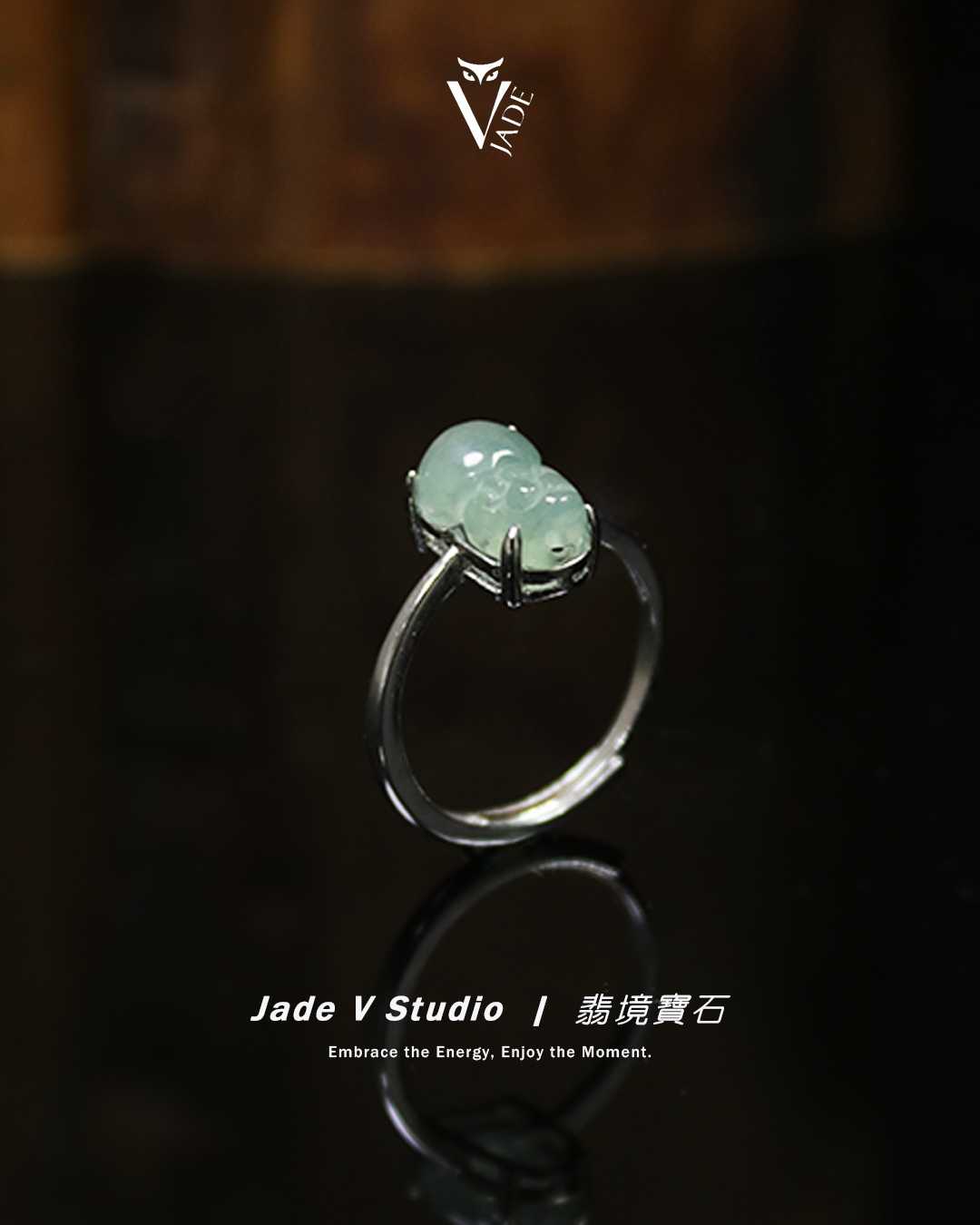 【JadeV｜翡境寶石】糯冰 淡綠 貔貅 翡翠 戒指
