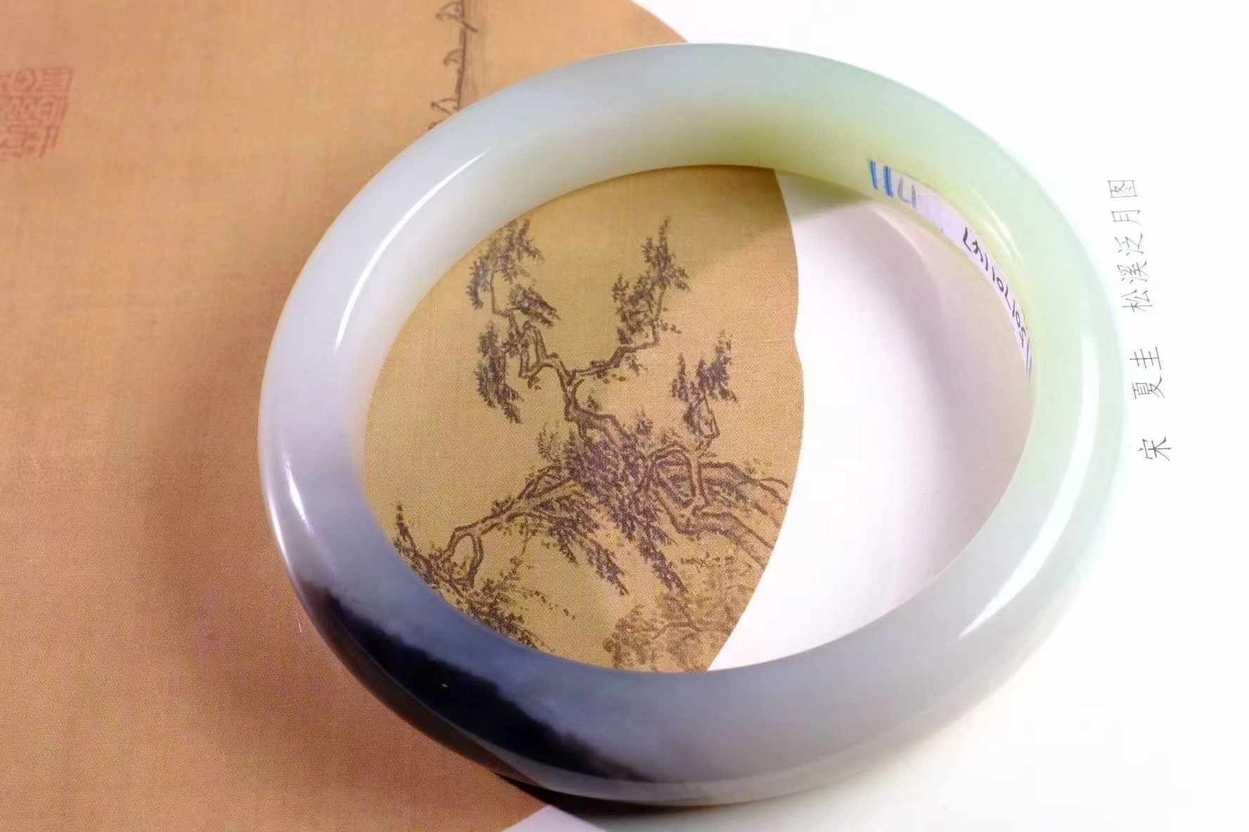 和田玉煙紫翠青手鐲,天然和田玉軟玉