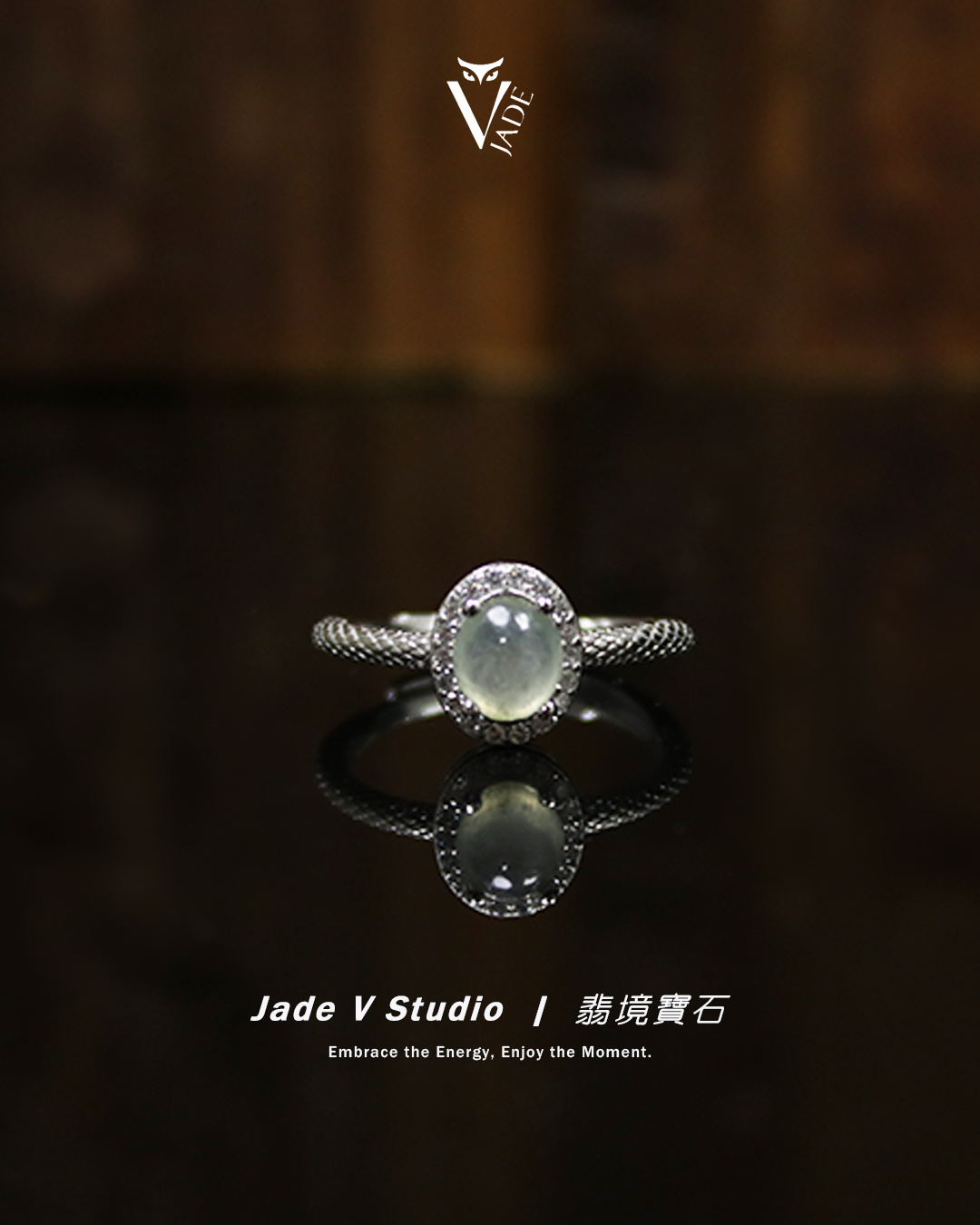 【JadeV｜翡境寶石】糯冰 淡綠 華麗 翡翠 戒指