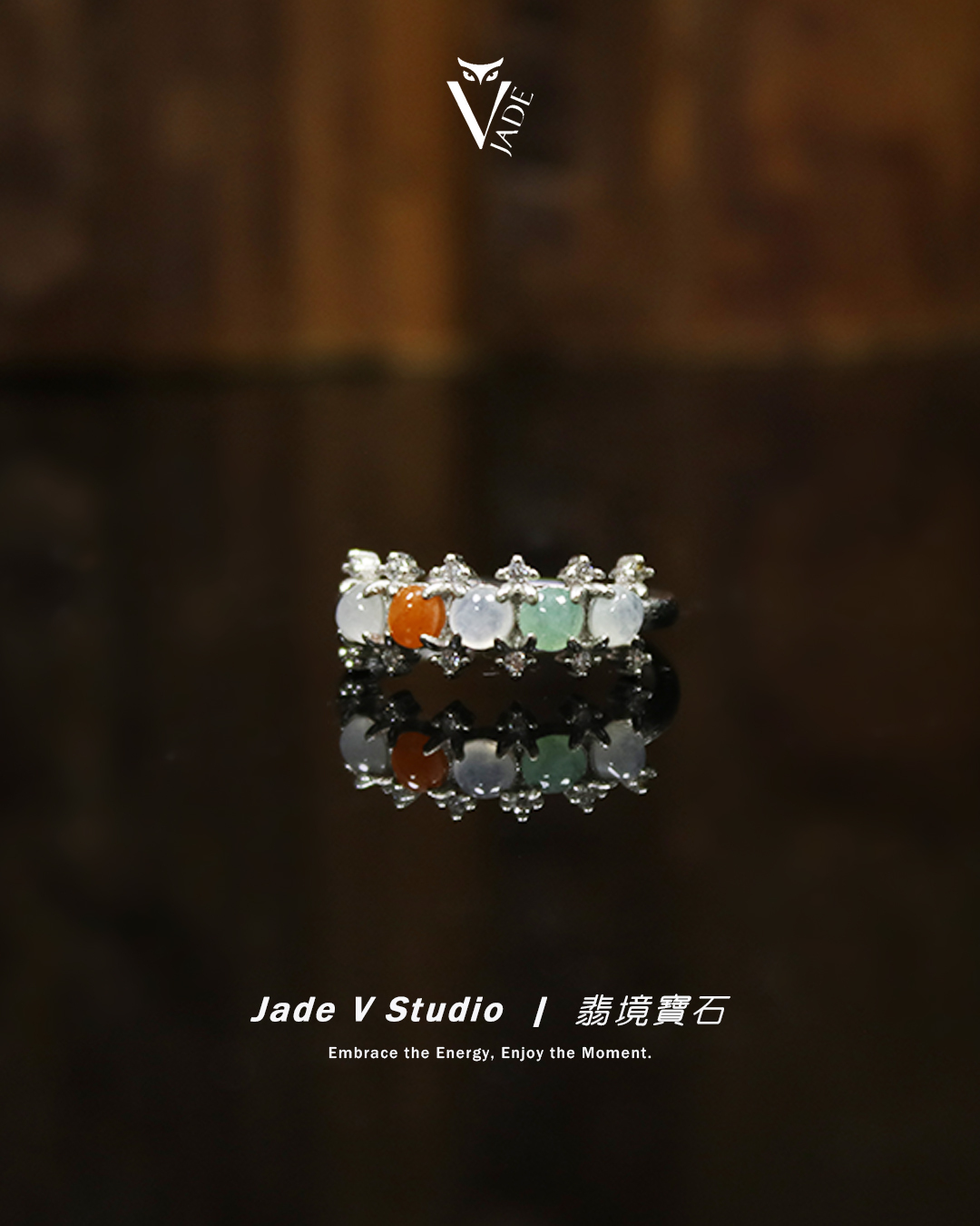 【JadeV｜翡境寶石】糯冰 多彩 翡翠 排戒