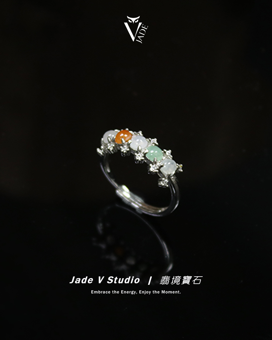 【JadeV｜翡境寶石】糯冰 多彩 翡翠 排戒