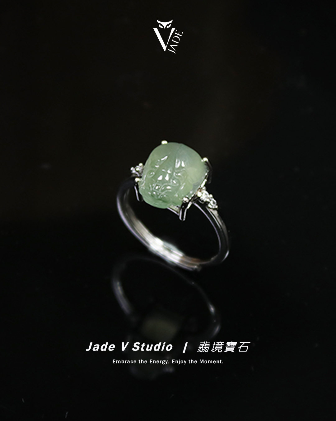 【JadeV｜翡境寶石】高冰 淡綠 貔貅 翡翠 S925 戒指