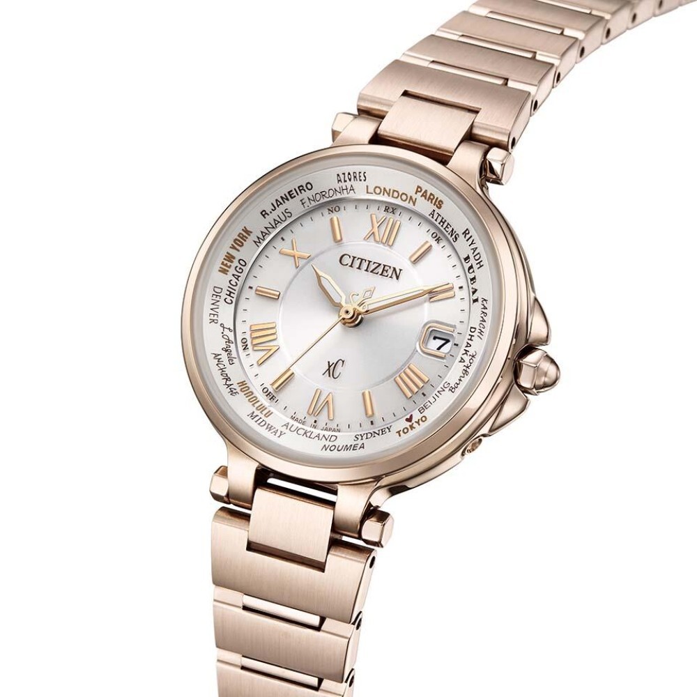 萬年鐘錶 - 限定款 Citizen 星辰錶  XC   玫瑰金光動能電波女錶 EC1017-58A 錶徑29MM