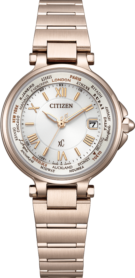 萬年鐘錶 - 限定款 Citizen 星辰錶  XC   玫瑰金光動能電波女錶 EC1017-58A 錶徑29MM