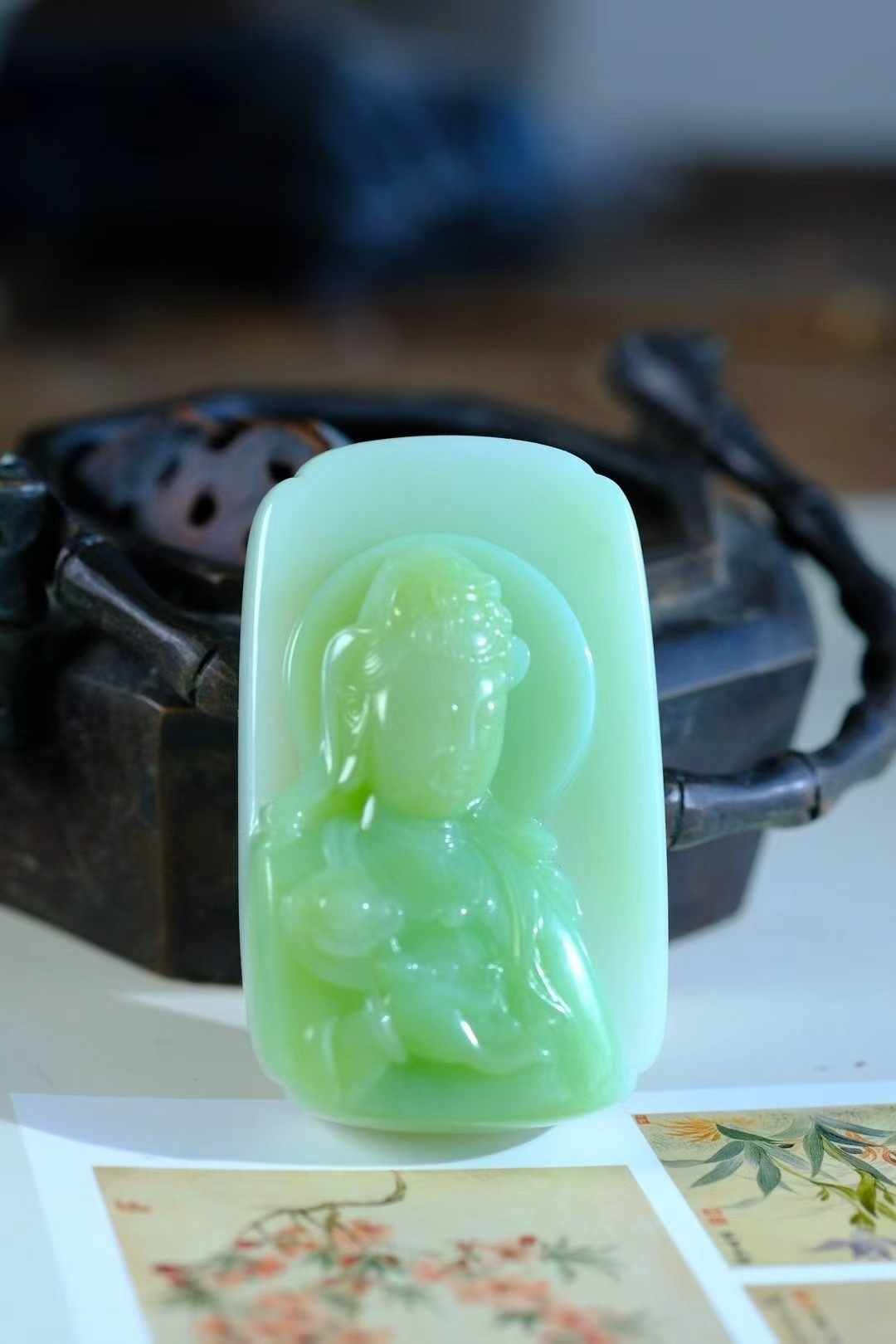 和田玉觀音,天然和田玉軟玉