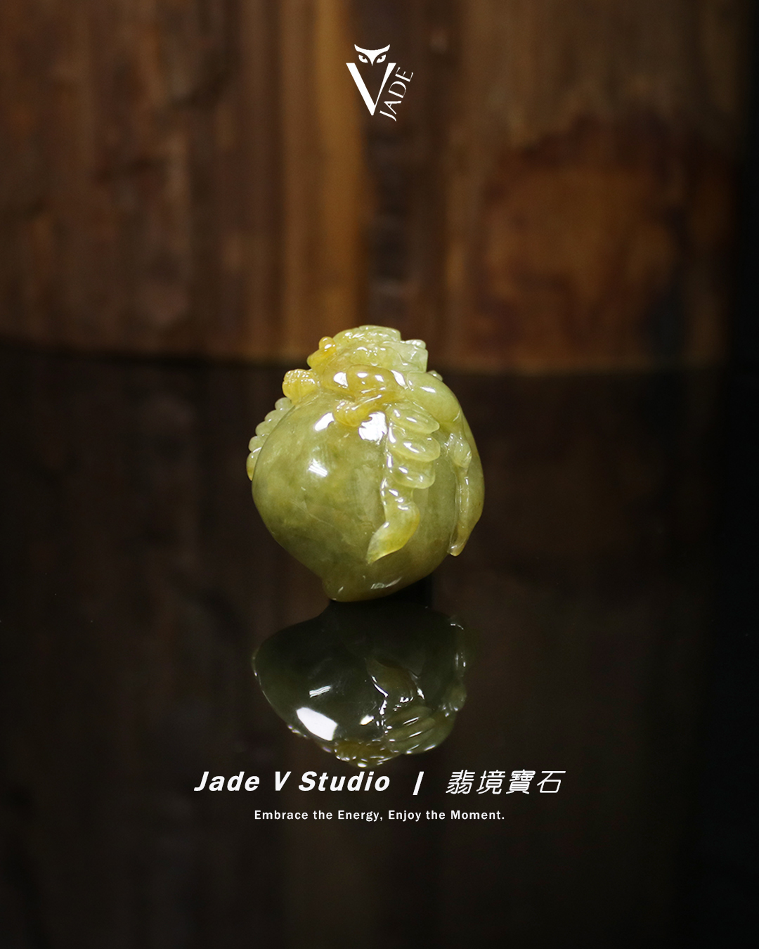 【JadeV｜翡境寶石】糯冰 黃翡 螭龍蟠桃 翡翠