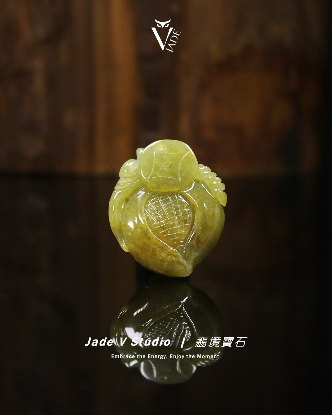 【JadeV｜翡境寶石】糯冰 黃翡 螭龍蟠桃 翡翠