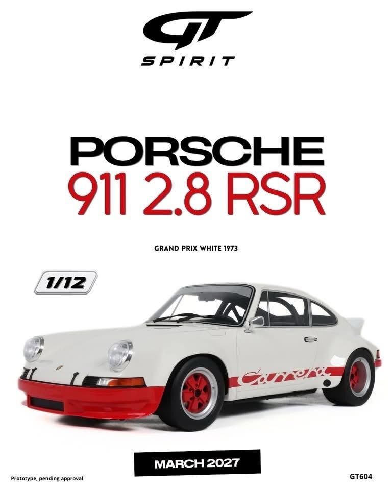 預訂 (訂金$300) (預訂價$1602) :1/12 GT SPIRIT PORSCHE 911 2.8 RSR GRAND PRIX WHITE 1973 (GT604)