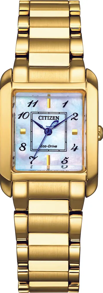 萬年鐘錶 - Citizen 星辰錶 L系列  白蝶貝時尚光動能方形女錶 EW5602-81D  錶徑21.5MM