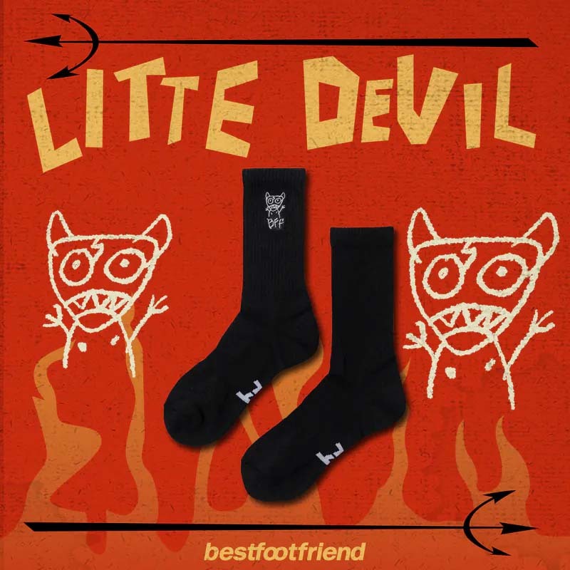 BFF Little Devil Socks Black 小惡魔 黑色 中筒襪 襪子 BFF-45 [台灣現貨]
