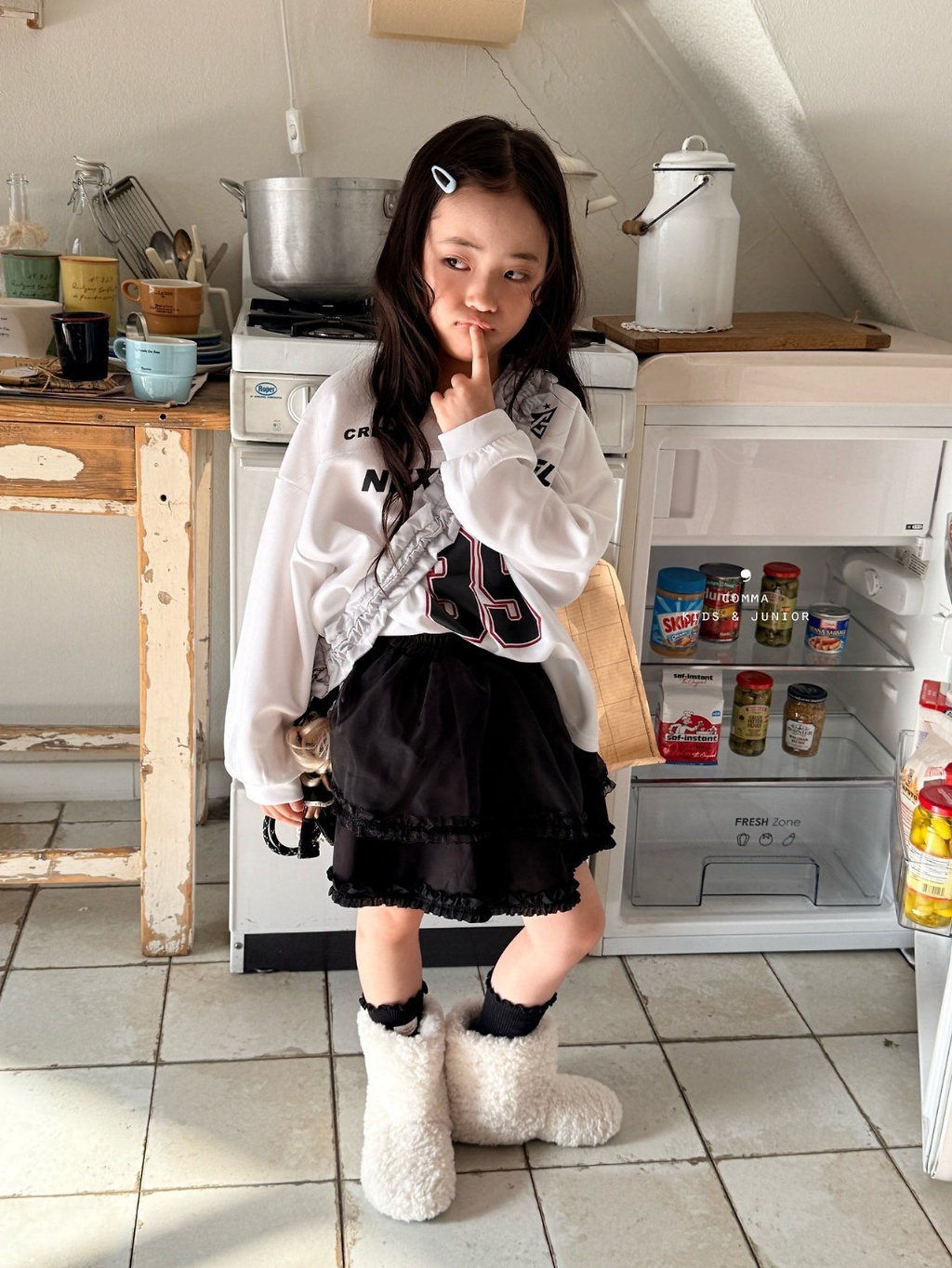 正韓秋COMMA 兩色甜美花瓣裙