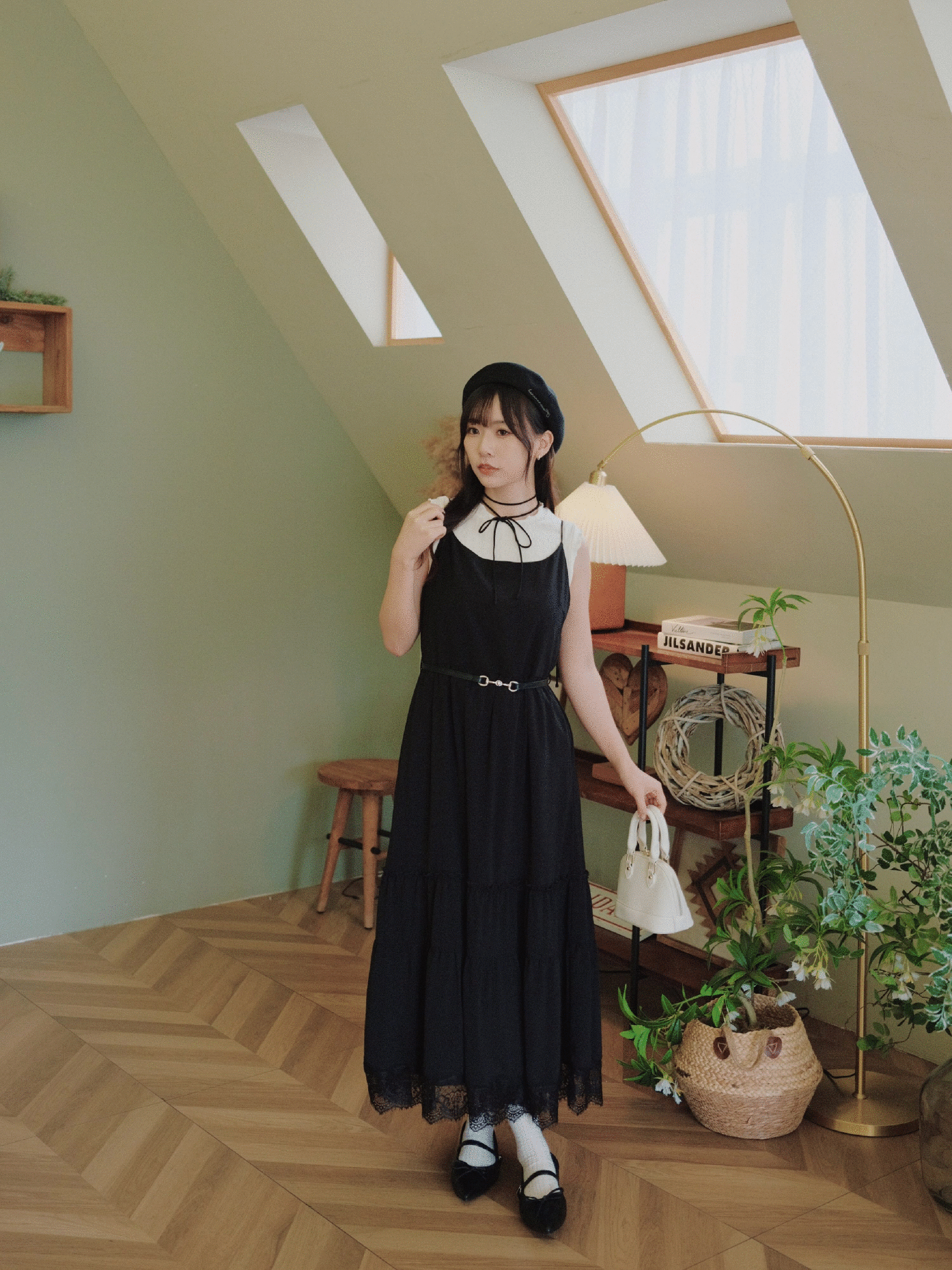 三色 / 氣質感睫毛蕾絲蛋糕連身裙 / Whisper Lace Trim Tiered Cami Dress