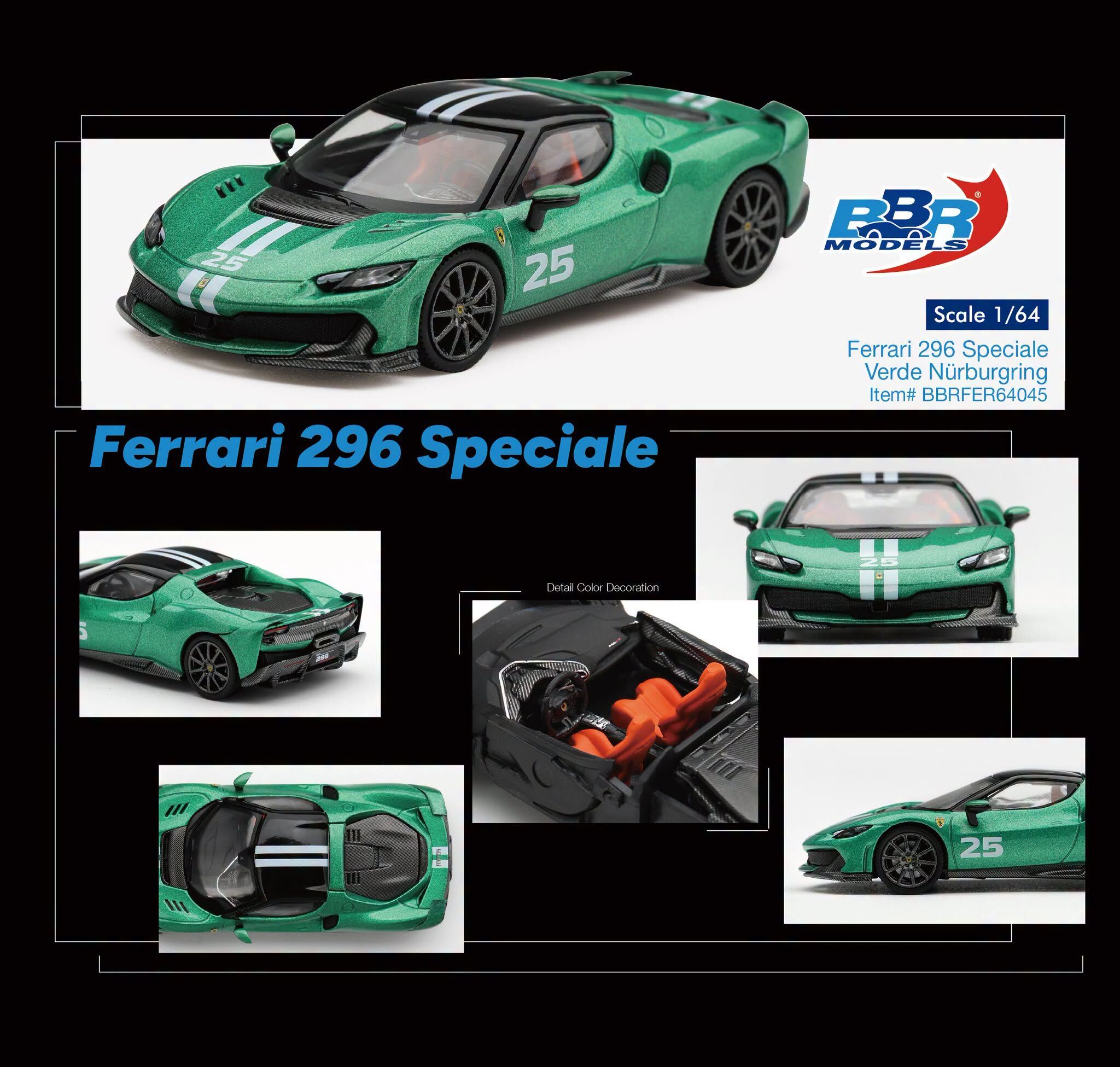 預訂:1/64 BBR Ferrari 296 Speciale Verde Nürburgring (BBRFER64045)