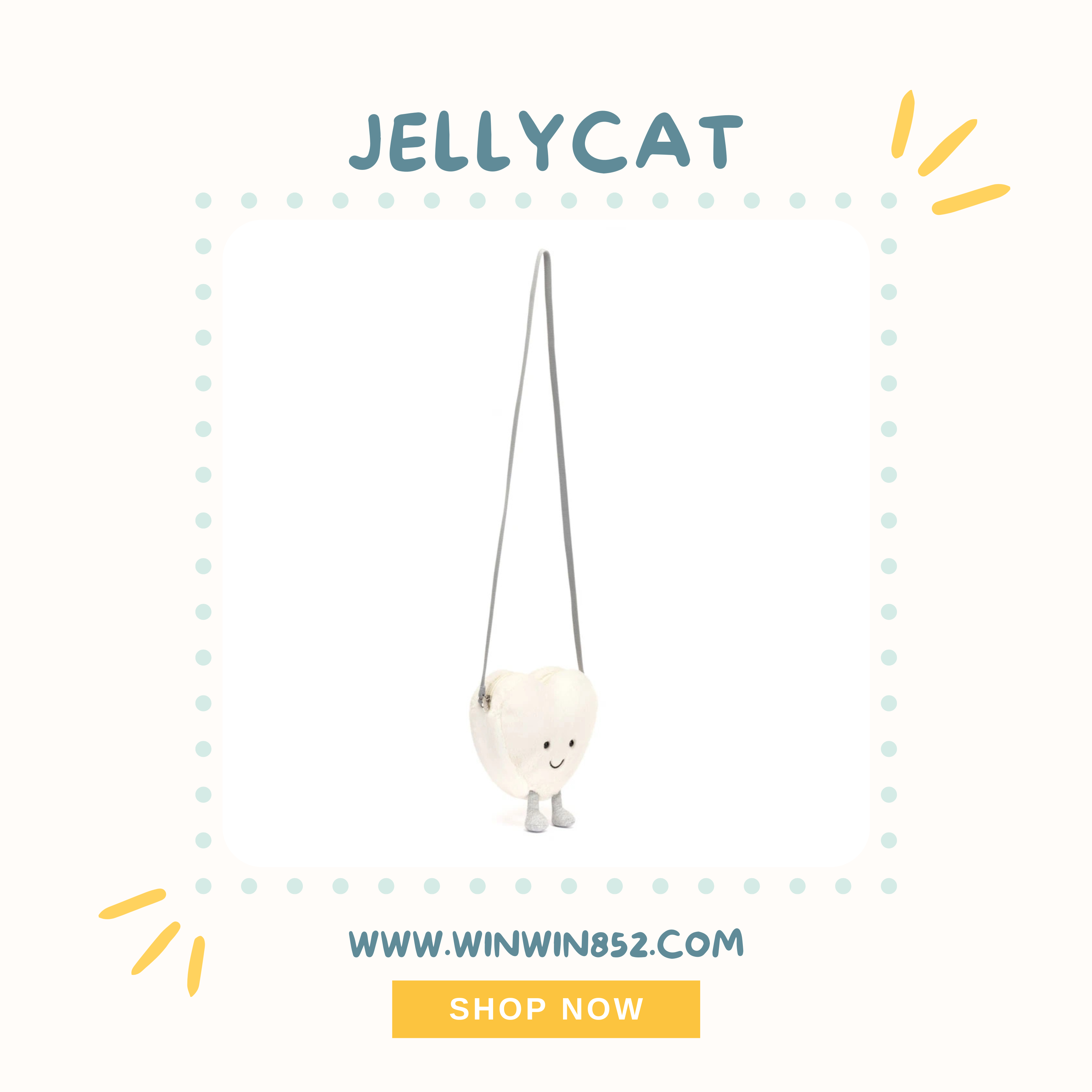 Jellycat Amuseables Cream Heart Bag