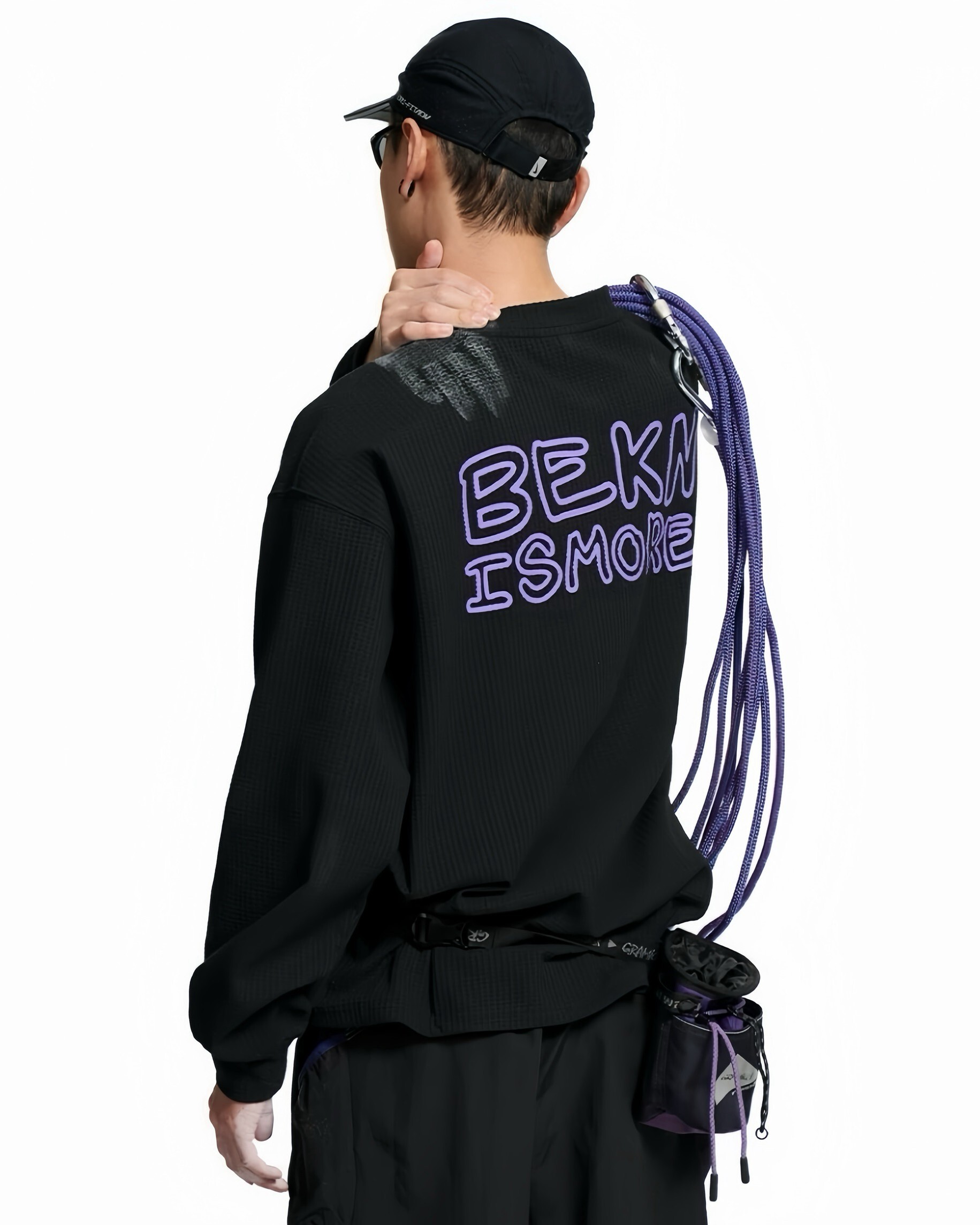 #預購 BELLKENIDEA 寬鬆百搭 休閒基礎上衣 華夫格撞色印花長踢 兩色 BK366