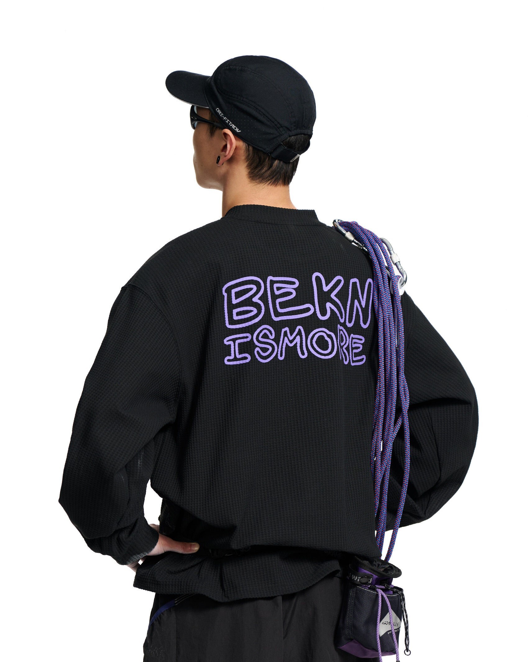 #預購 BELLKENIDEA 寬鬆百搭 休閒基礎上衣 華夫格撞色印花長踢 兩色 BK366
