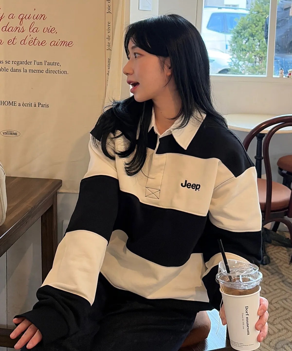 【OWN】Jeep 長袖 衛衣 立領 秋冬 新品 韓系 復古 Oversize 男女通用 黑白 灰藍 咖藍