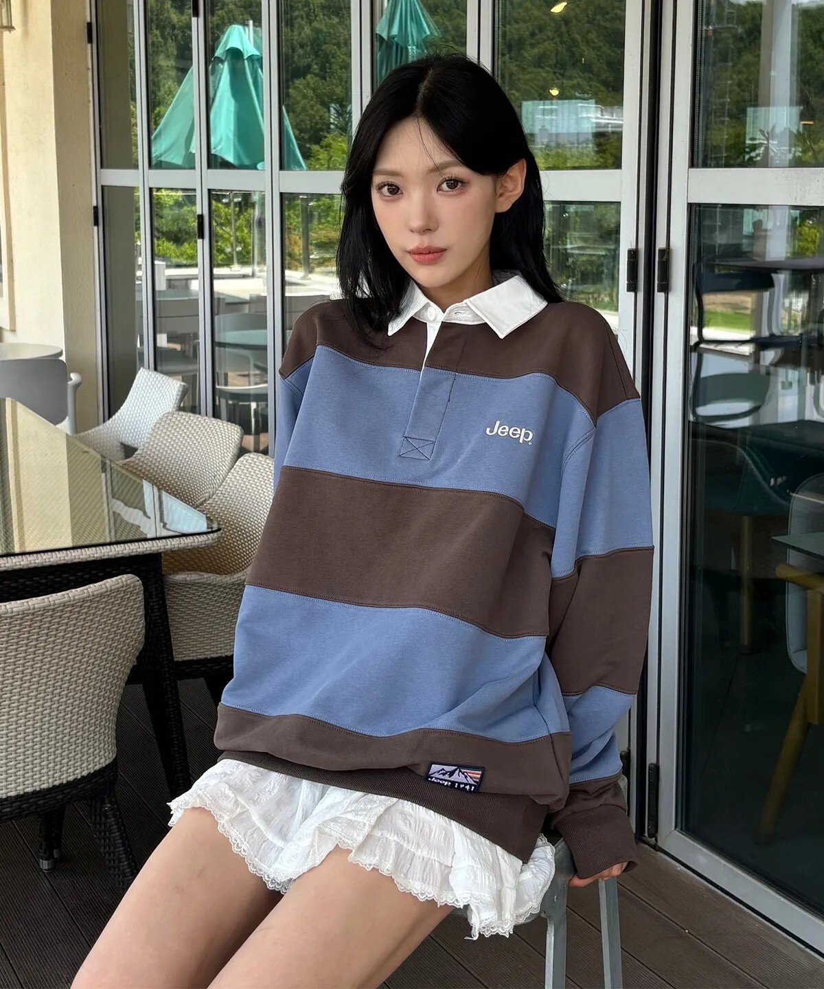 【OWN】Jeep 長袖 衛衣 立領 秋冬 新品 韓系 復古 Oversize 男女通用 黑白 灰藍 咖藍