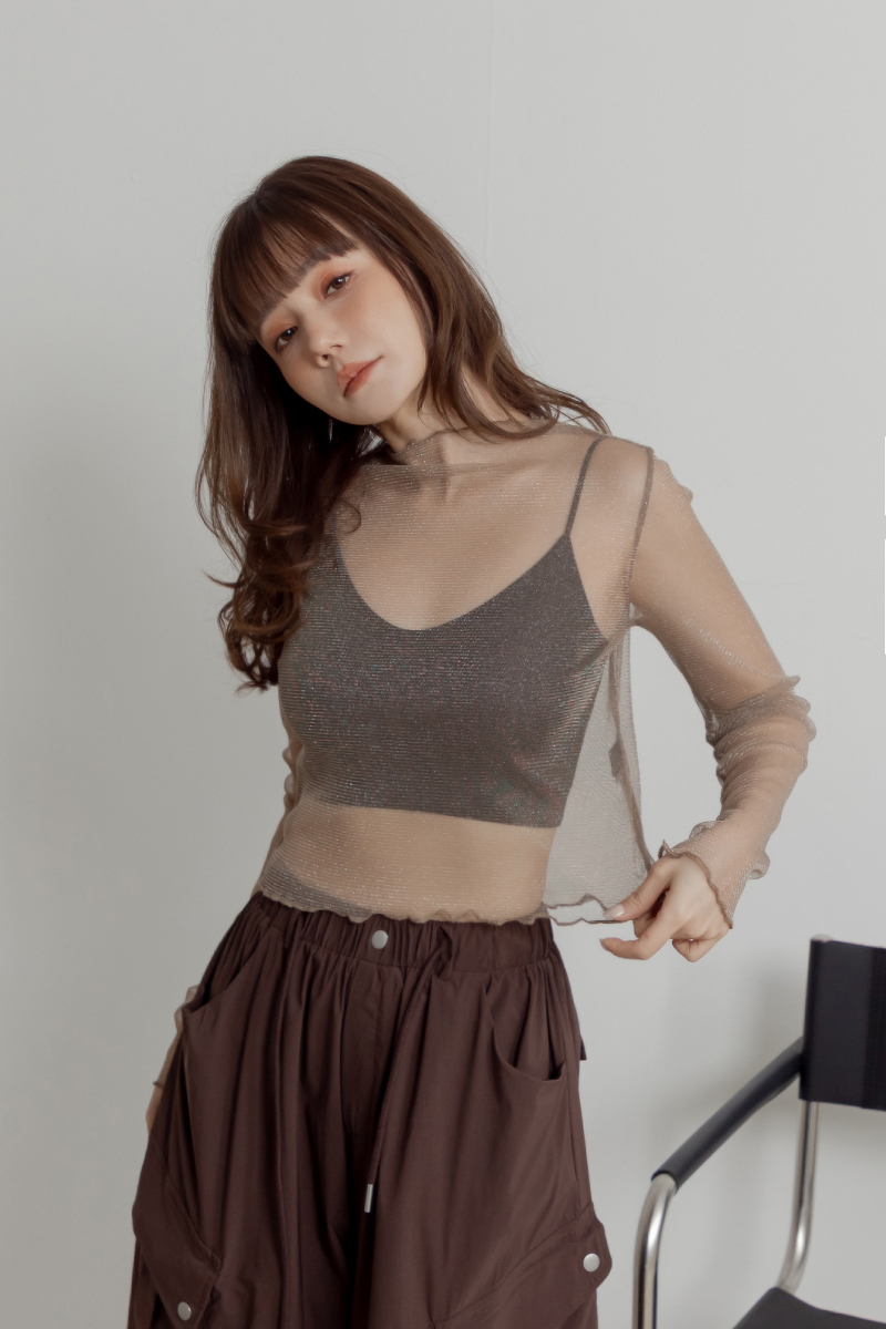 木耳邊細閃內搭上衣
