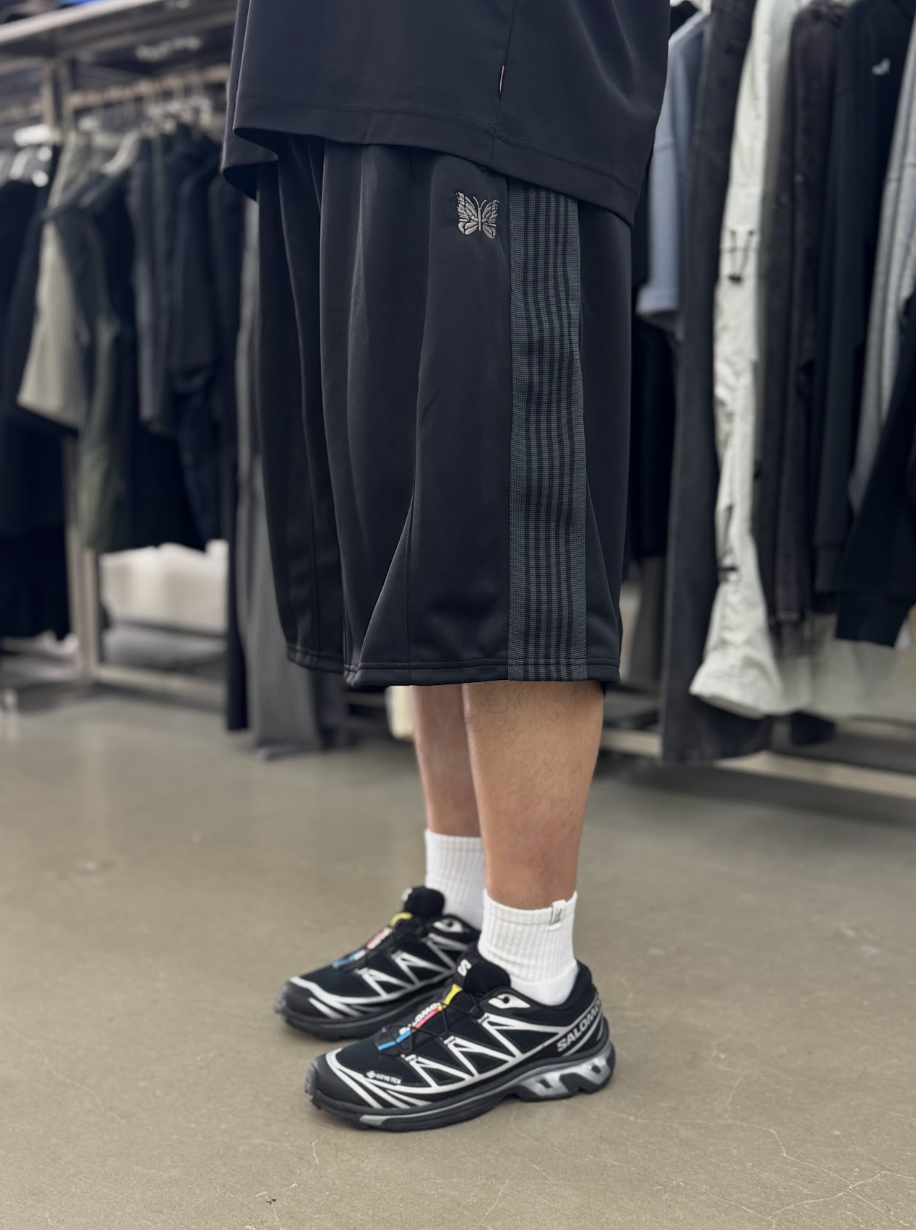 Needles x LHP HD Track Shorts- Poly Smooth- Black Grey