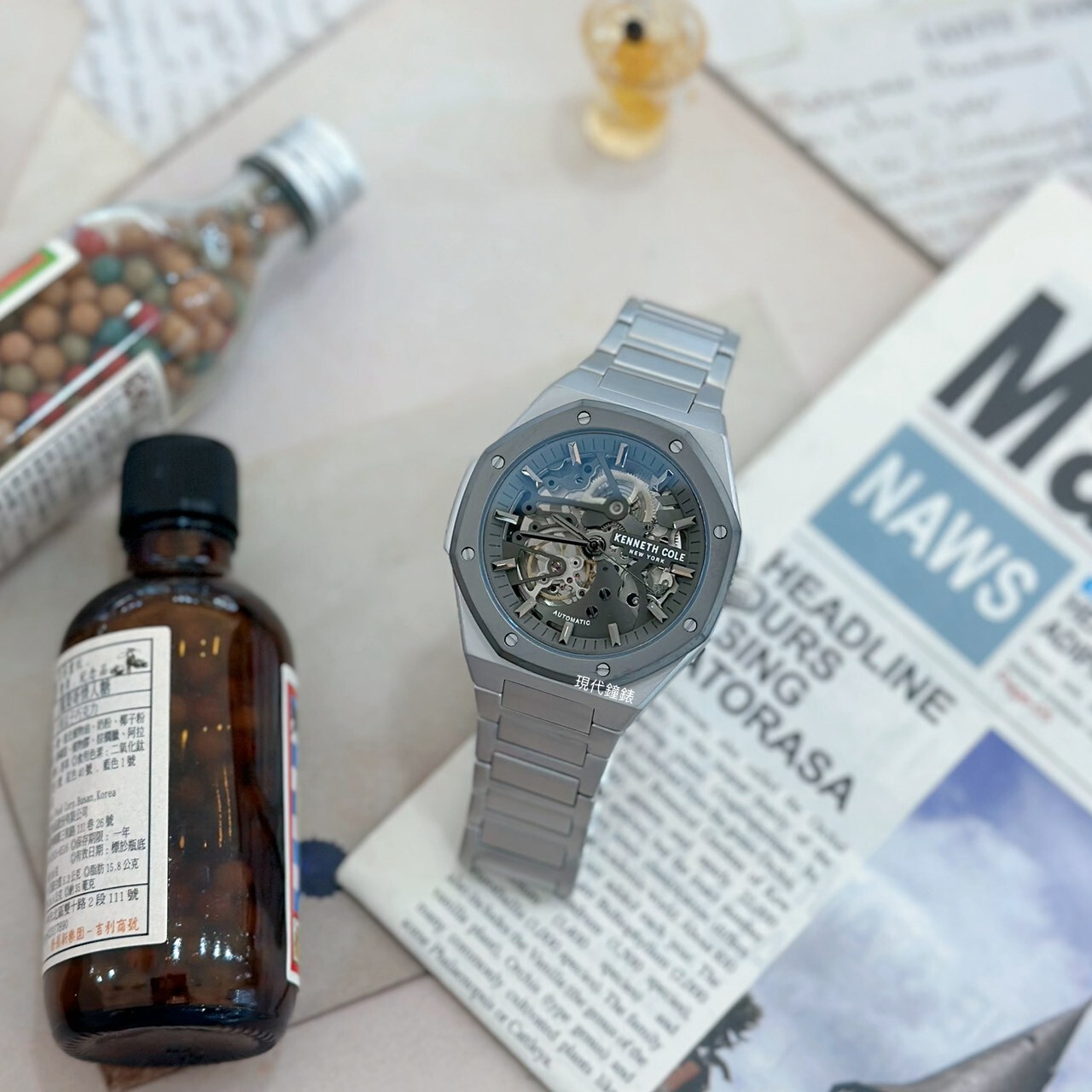 【KENNETH COLE】紐約自動鏤空八角形KCWGY0058903 42mm 現代鐘錶
