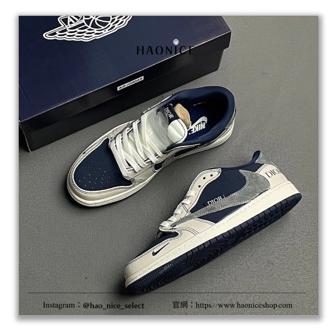 【HAO NICE】國外限定款🎨Air Jordan 1 x Travis Scott Dior元素 深藍白 倒勾 板鞋 籃球鞋