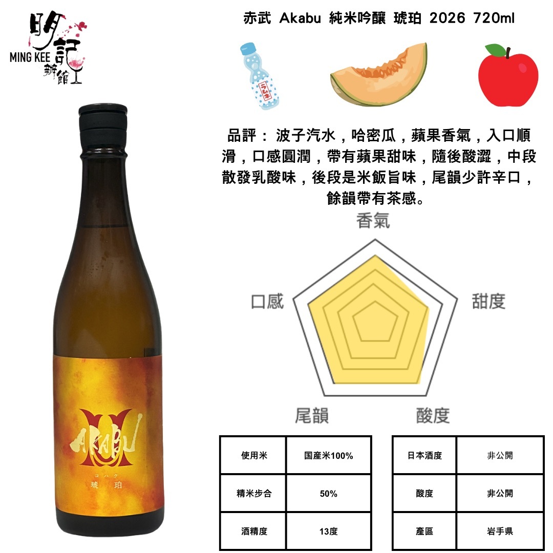赤武 Akabu 純米吟釀 琥珀 2026 720ml