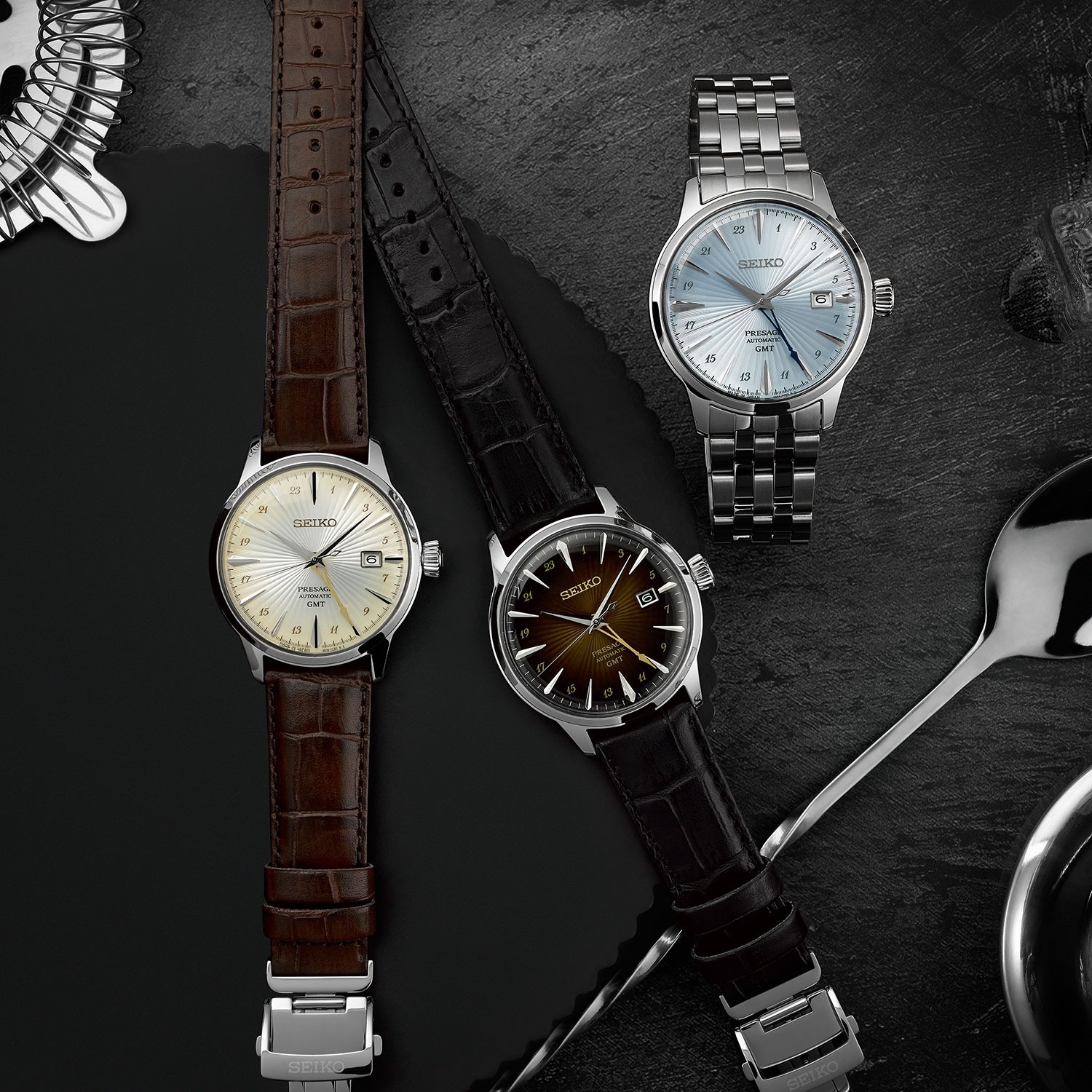 Seiko Presage Cocktail GMT Watches SARY241 / SSK037J1 ,  SARY243 / SSK039J1  SSK041 SSK041J 雞尾酒時間 GMT 不銹鋼錶帶自動機械錶 上鍊錶 日本製造