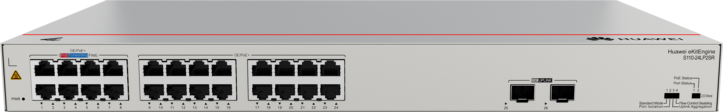 Huawei eKit (S110-24LP2SR) 24埠 千兆非網管POE+ (124W) 交換機(無風扇) | 2 x GE SFP