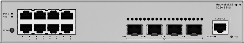 Huawei eKit S220-8T4S 8埠千兆 L2 網管交換機｜4×GE SFP 光纖上聯｜智能風扇設計