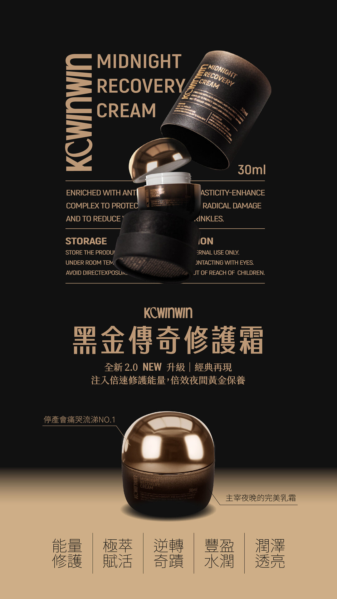 【KCWINWIN】玻色因熬夜霜(30ml/罐)