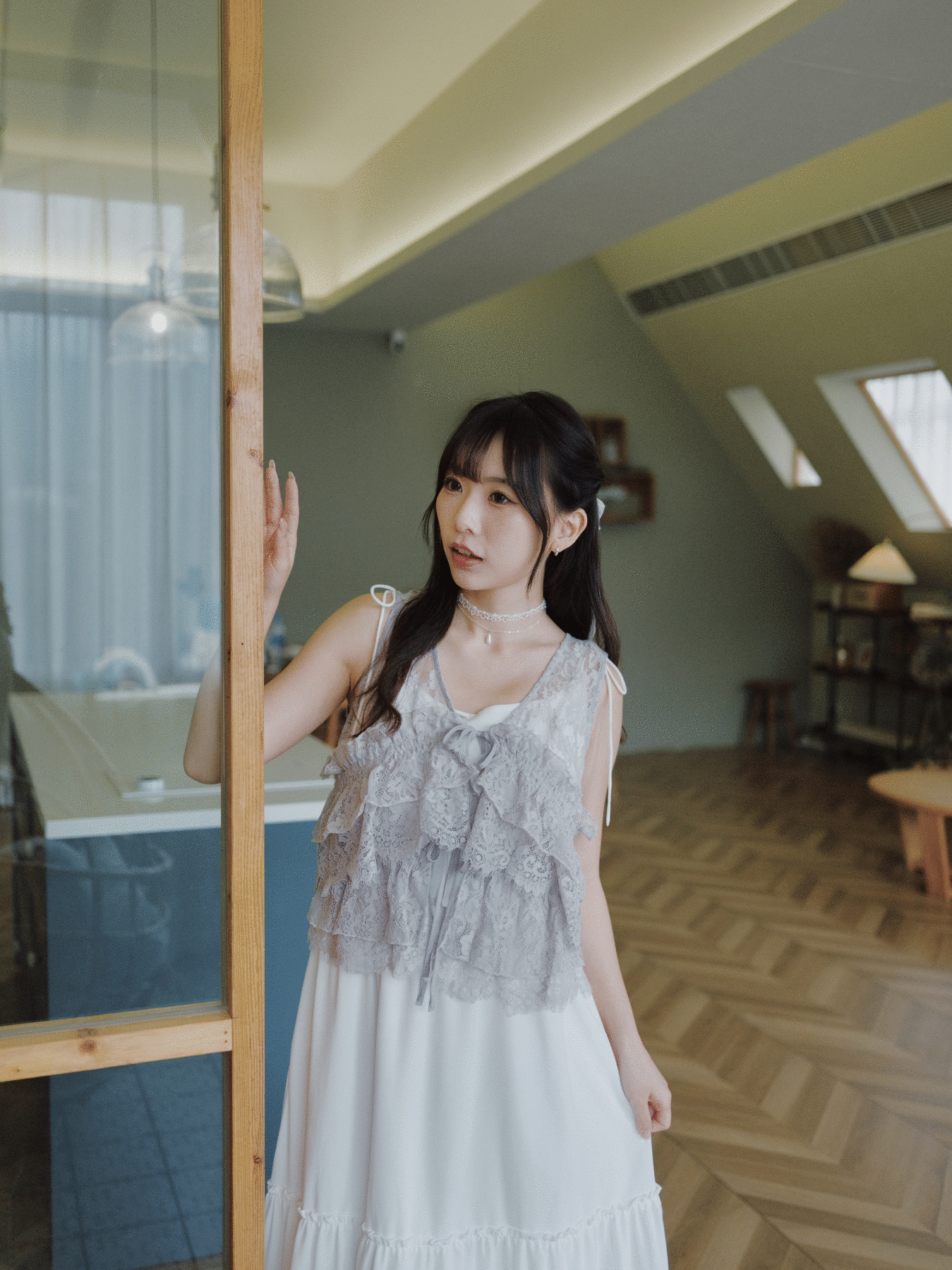 三色 / 多穿法精緻感睫毛蕾絲馬甲 / Multi-Way Eyelash Lace Layered Vest Top