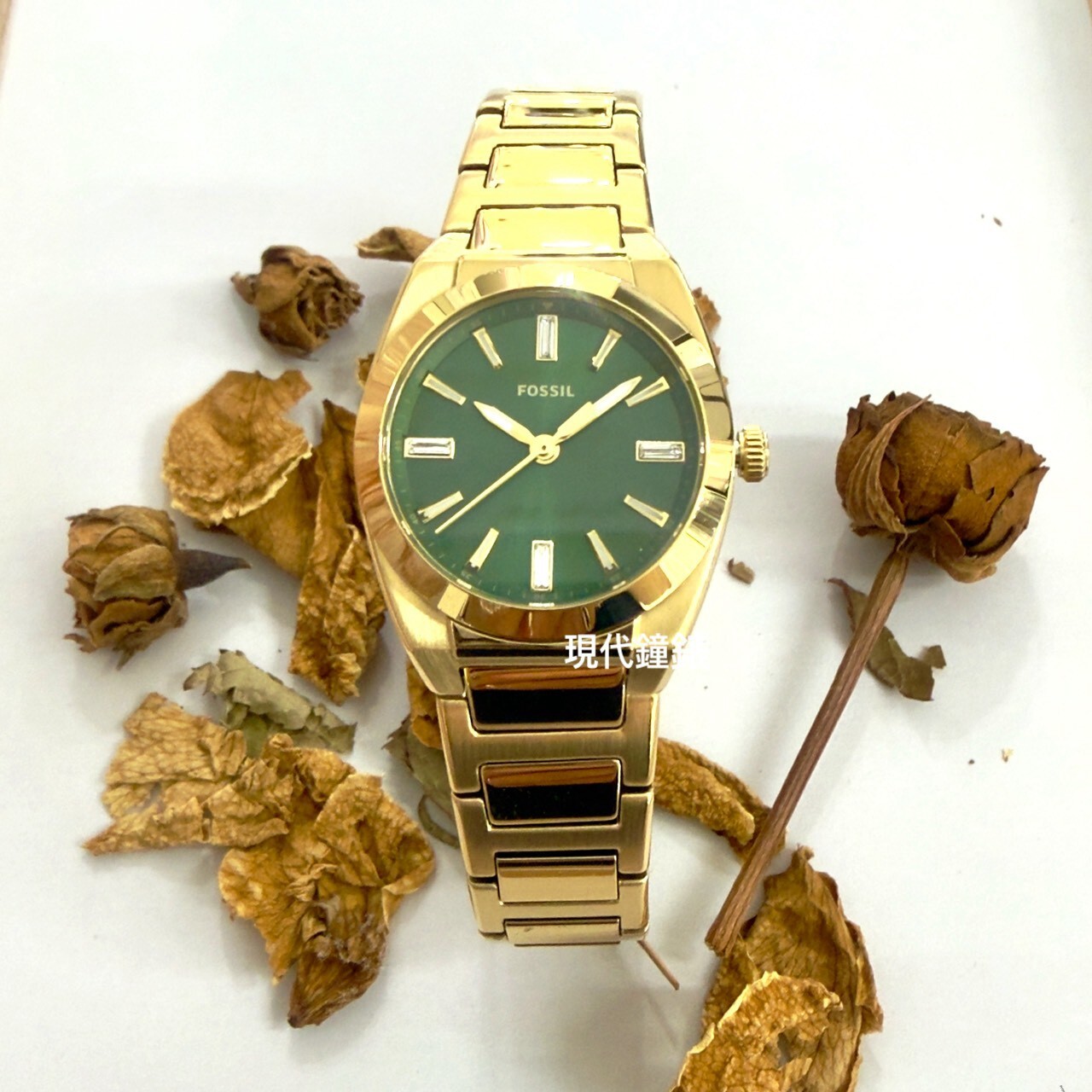【FOSSIL】Everett 極簡晶鑽時標女錶 ES5493 27mm 現代鐘錶