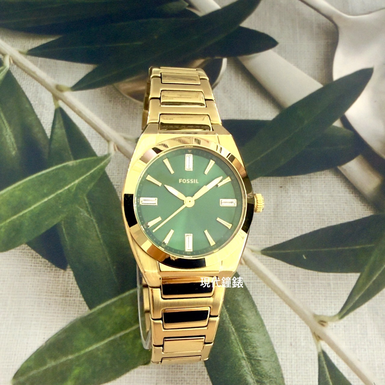 【FOSSIL】Everett 極簡晶鑽時標女錶 ES5493 27mm 現代鐘錶