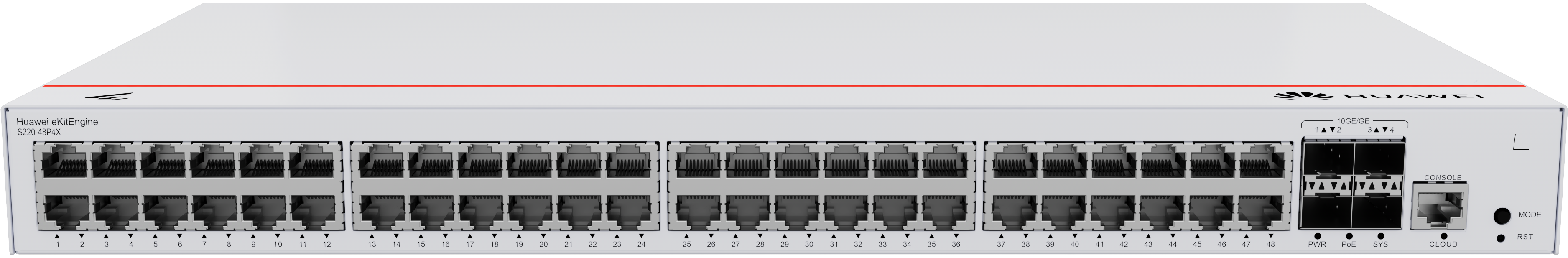 Huawei eKit S220-48P4X 48埠千兆 L2 網管 PoE+ 交換機｜4×10GE SFP+ 光纖上聯｜智能風扇設計