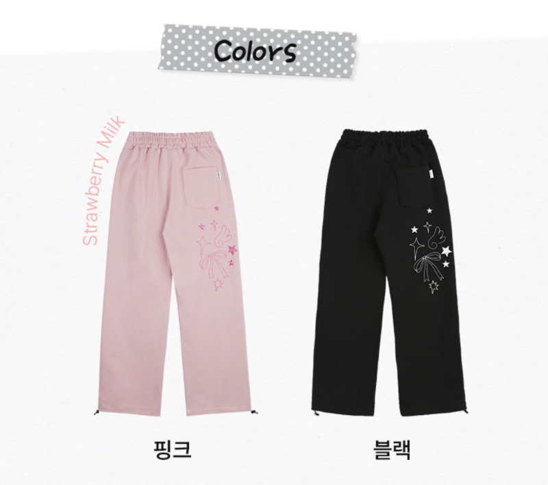 🇰🇷 韓國潮牌 AMBLER Angel And Ribbon 天使蝴蝶結刺繡寬褲
