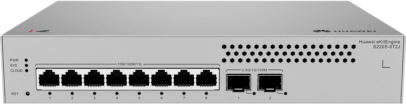 Huawei eKit S220S-8T2J 8埠千兆 L2 網管交換機｜2×2.5GE SFP 上聯｜無風扇設計