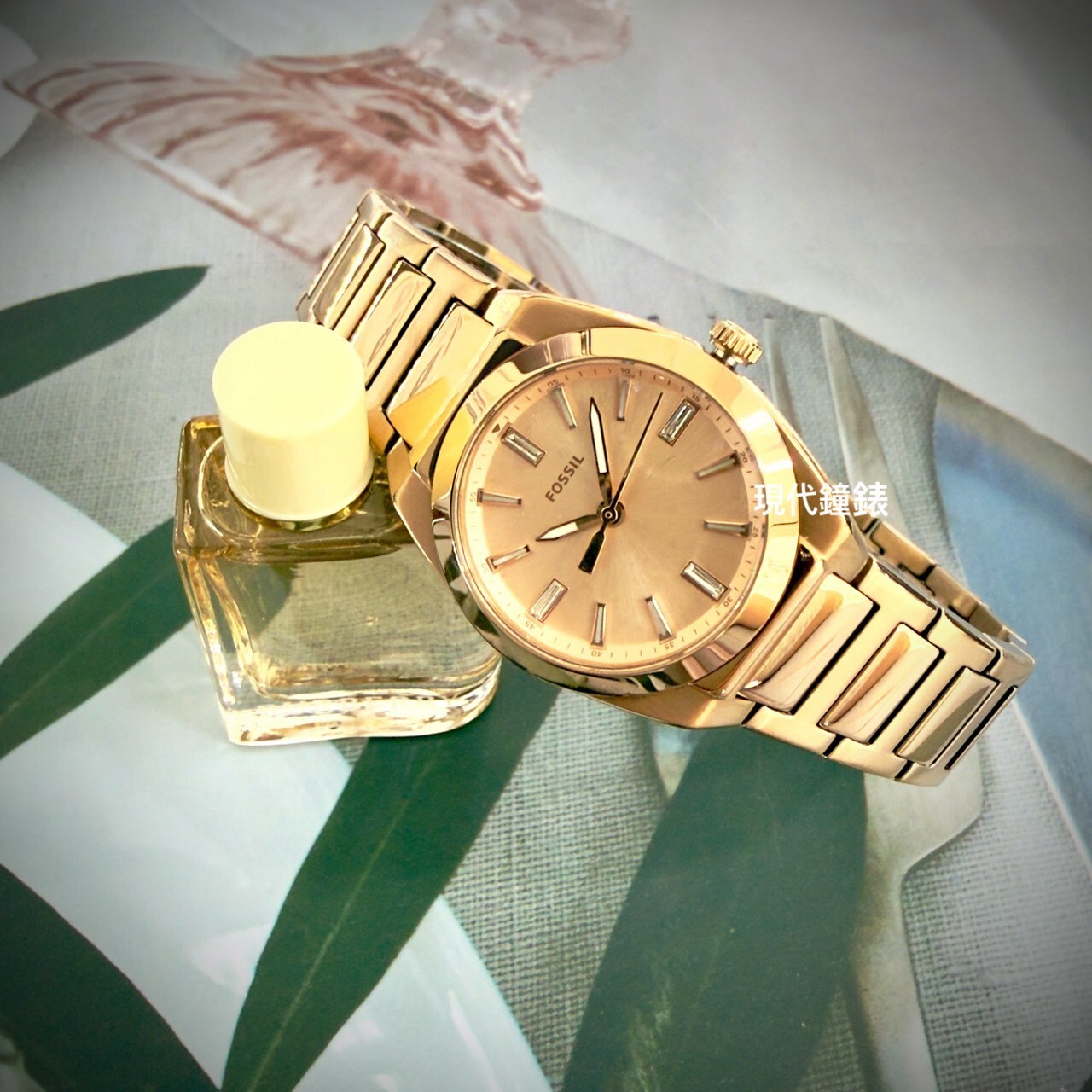 【FOSSIL】Everett 極簡晶鑽時標女錶 ES5491 27mm 現代鐘錶