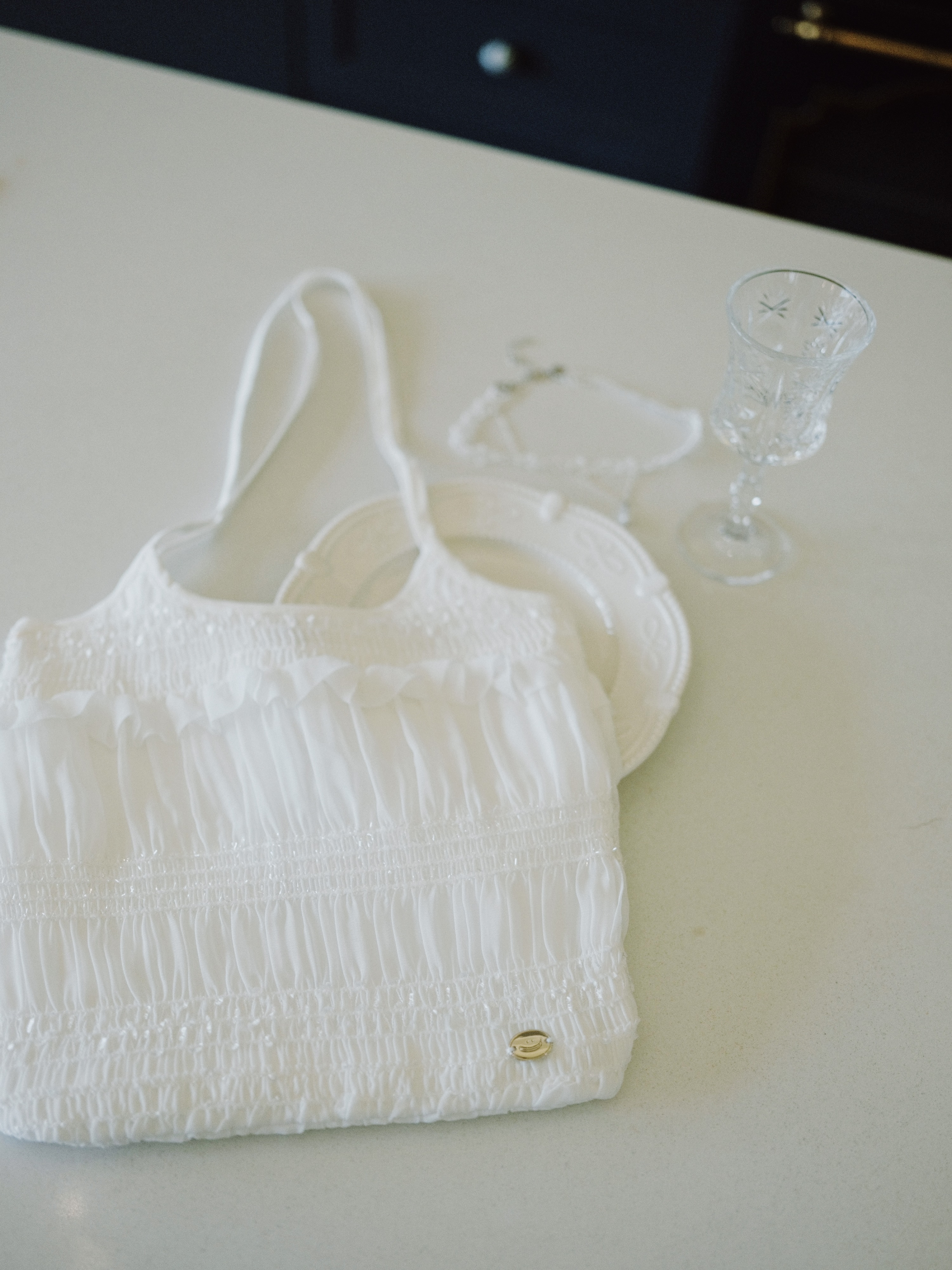 白色 / 法式微閃壓褶小單肩包 / Chic Shimmer Shirred Shoulder Bag