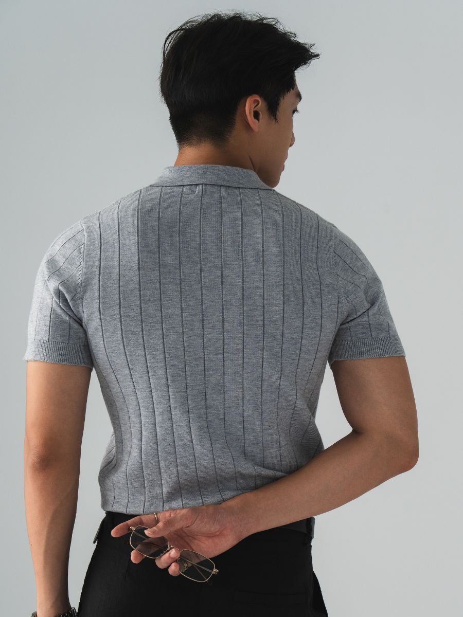 SLIM FIT RIBBED KNIT POLO SHIRT / OST-12