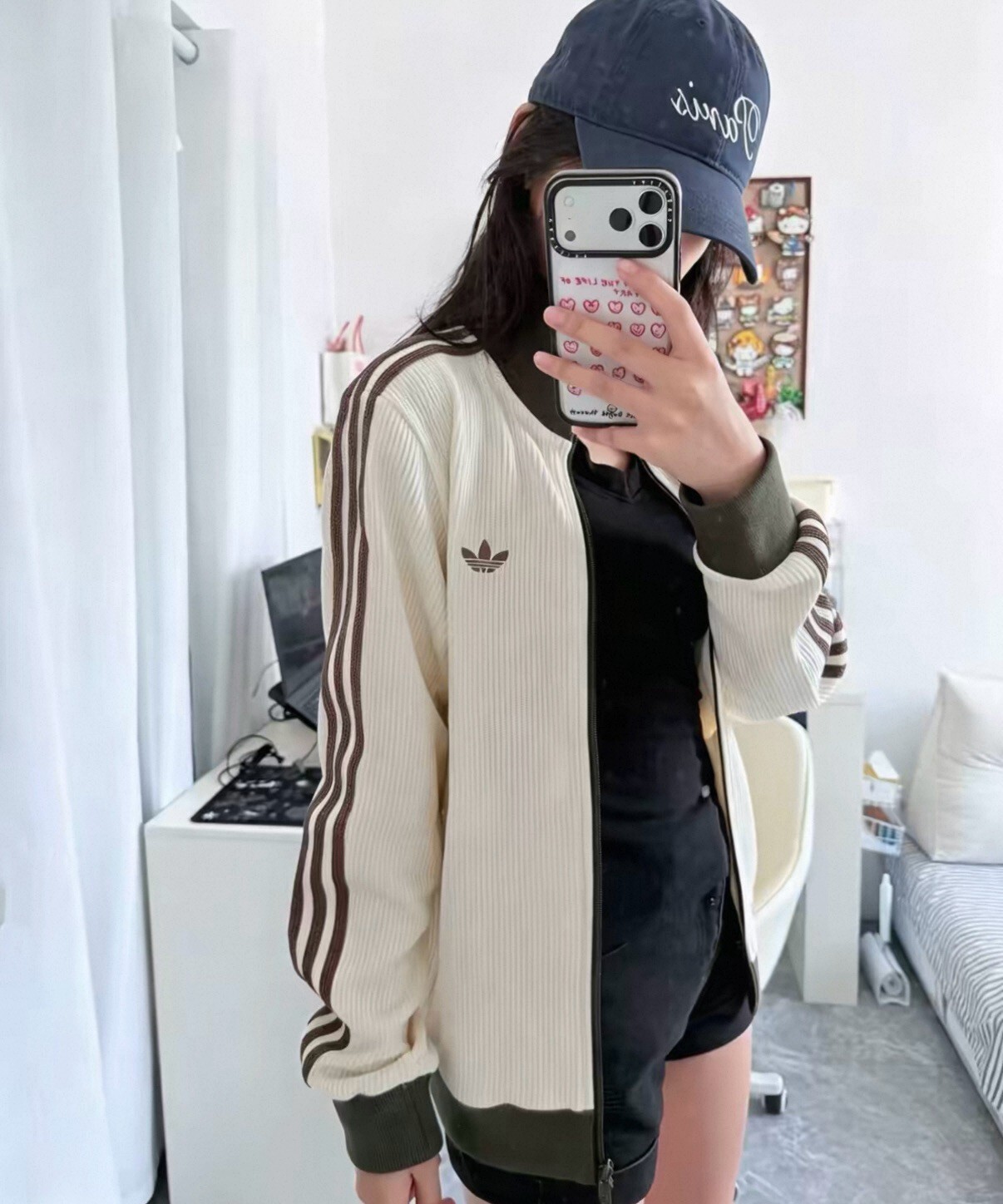 【Luxury】 Adidas愛迪達三葉草新款白灰復古華夫格外套 LD6433 LD6434 男女通用