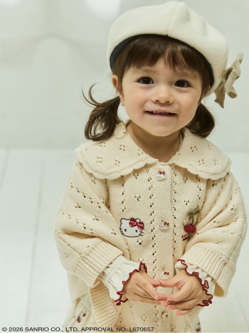 [現貨優惠] JAMIE KAY【HELLO KITTY／嬰幼兒】造型裝飾針織斗篷