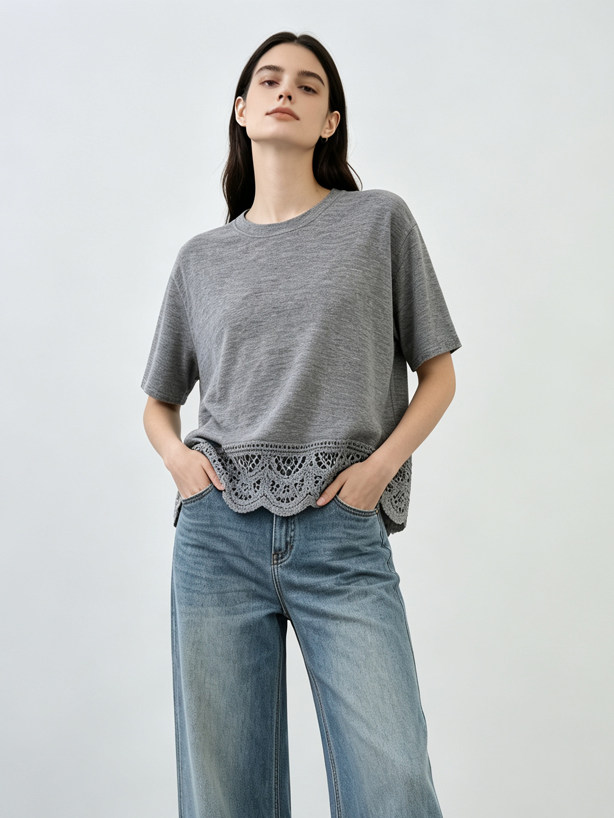 mi-tu Lace Cut-out Wool Top